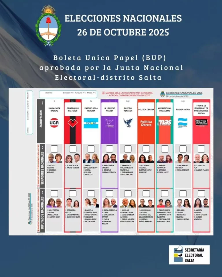 Boleta Única de Papel: qué se vota el domingo 26 y cómo marcar el voto en Salta